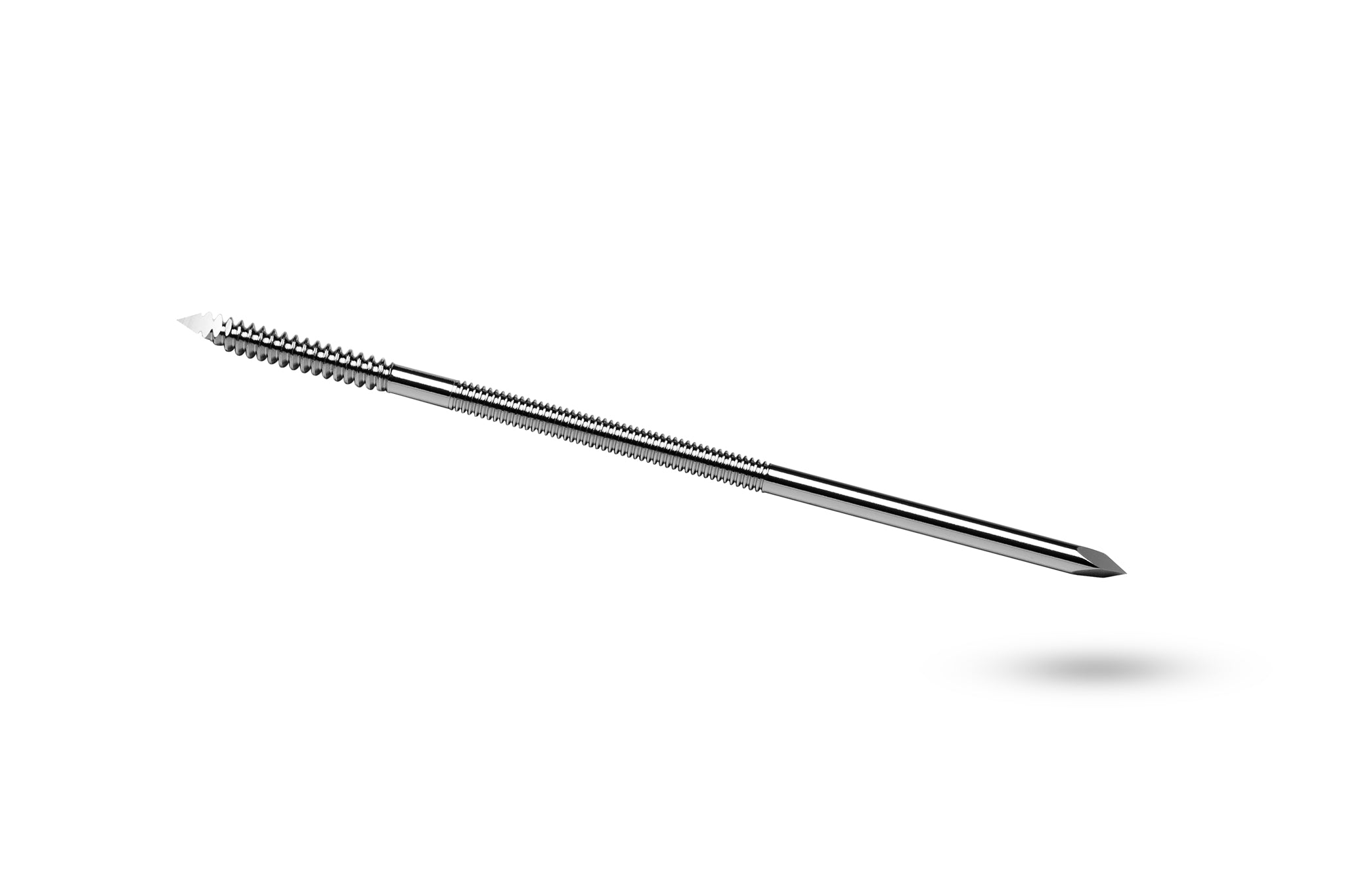 Miniature Interface Fixation Half-pin with Roughened Center, Centrally Threaded, Trocar Point on Each End